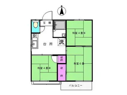 サンシャインコーポ(3K/2階)の間取り写真