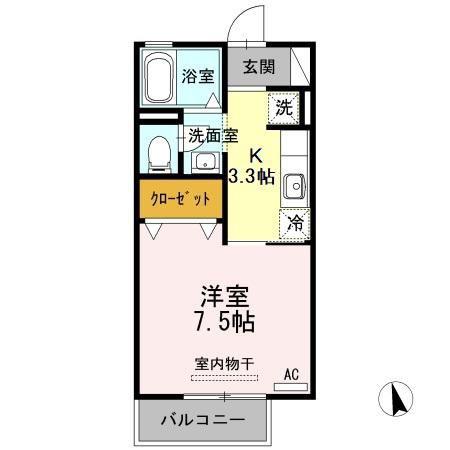 クルーガーランドB(1K/2階)の間取り写真