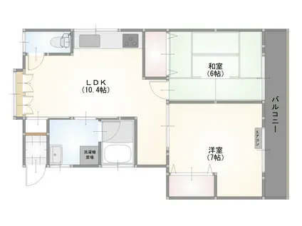 ハイコートWAKABA(2LDK/2階)の間取り写真
