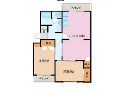 コンチネンタル布瀬II(2LDK/1階)の間取り写真