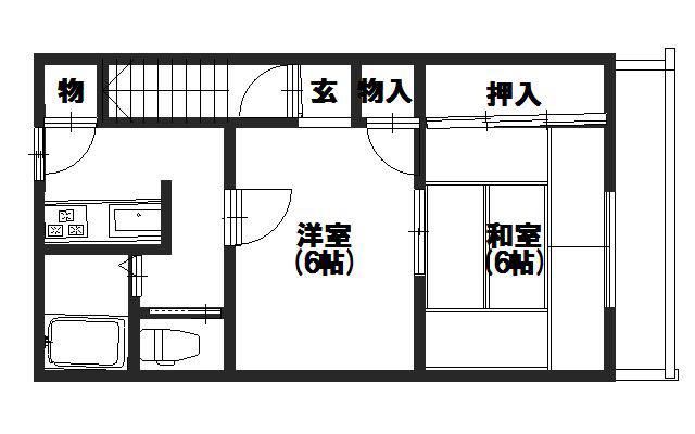 大山崎マンション(2K/3階)の間取り写真