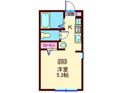 アレッサーナ白楽(ワンルーム/2階)の間取り写真