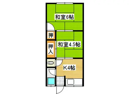 飛田文化(2K/1階)の間取り写真