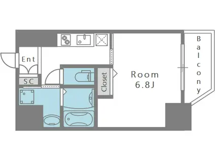 リバーパークフロント天神橋(1K/6階)の間取り写真