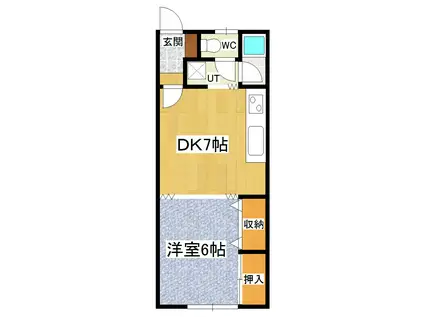 タナカハイムB(1DK/2階)の間取り写真