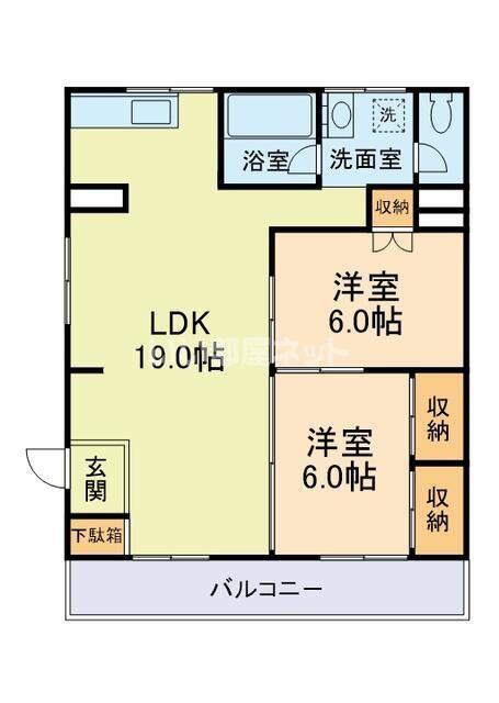 インターコーポ御領(2LDK/1階)の間取り写真