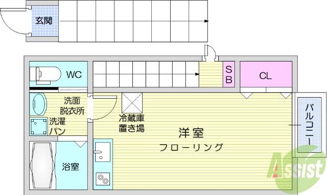 シャイン柏木(ワンルーム/2階)の間取り写真