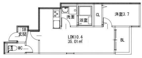 PROSPERITA I(1LDK/2階)の間取り写真