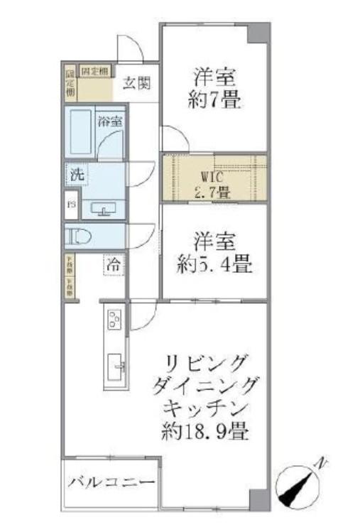 グランマルジュ市ヶ谷(2LDK/1階)の間取り写真