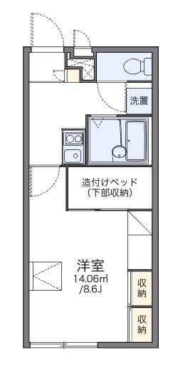 レオパレス多聞三ツ池(1K/1階)の間取り写真