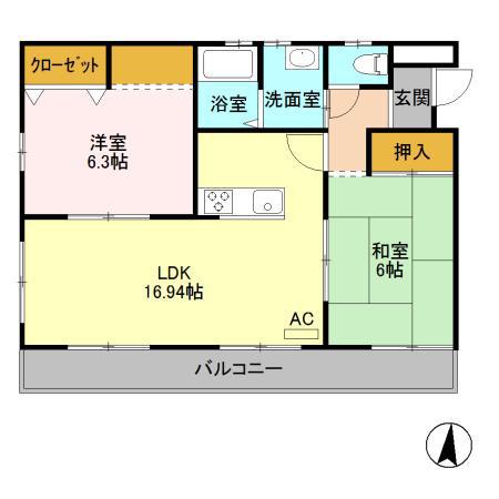 スペランザ(2LDK/3階)の間取り写真