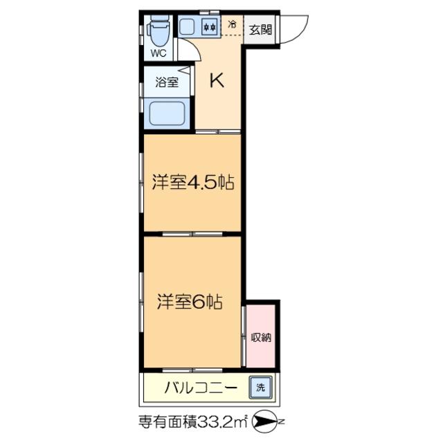 第二サトーハイツ(2K/2階)の間取り写真