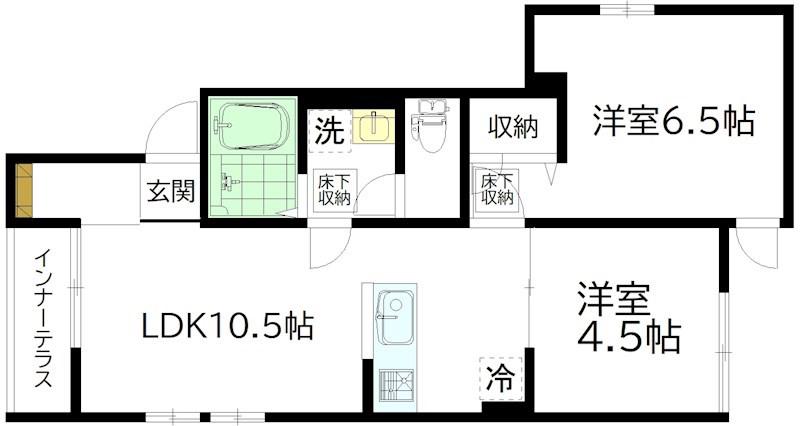 サウス STAGE(2LDK/1階)の間取り写真