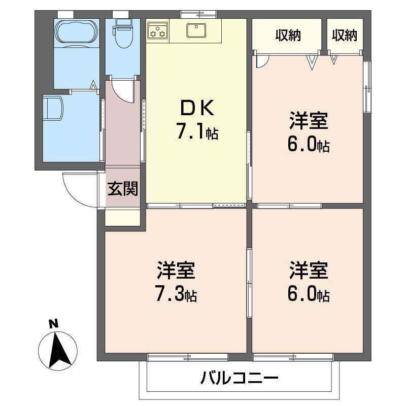 バリュージュ栄(3DK/2階)の間取り写真
