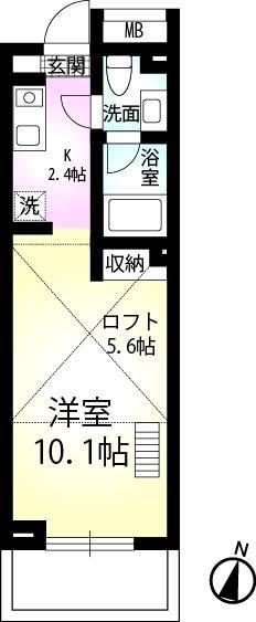 TRIA(1K/2階)の間取り写真