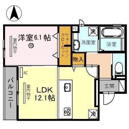 MONTAGNE東高松(1LDK/3階)の間取り写真