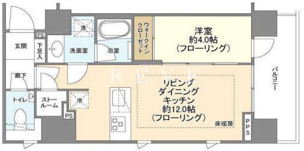 ピアース千代田東神田(1LDK/4階)の間取り写真