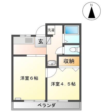 サンハウスアスト(2K/2階)の間取り写真