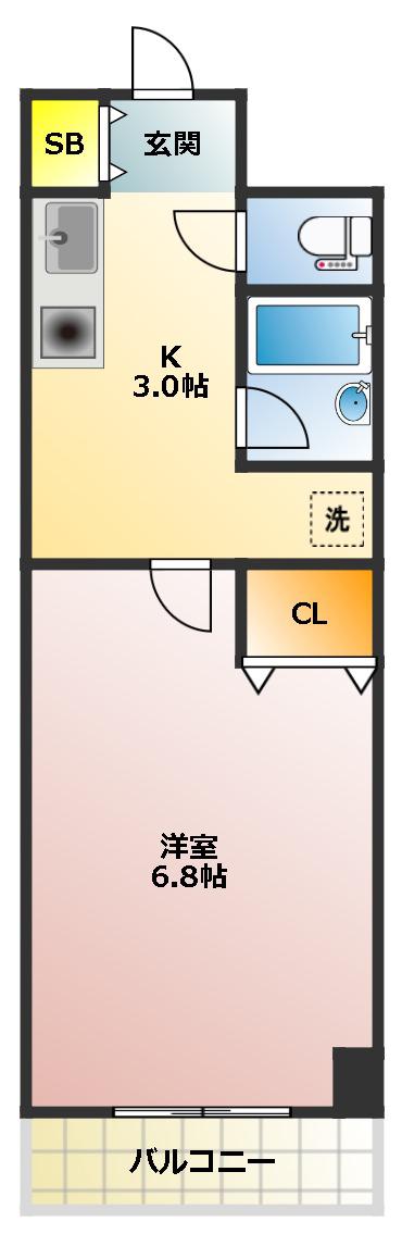 エイブルときわ台(1K/2階)の間取り写真