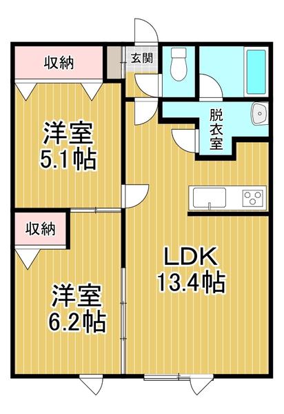 オルネ106B(2LDK/1階)の間取り写真
