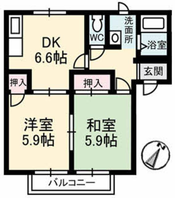 プラスペリティ(2DK/2階)の間取り写真