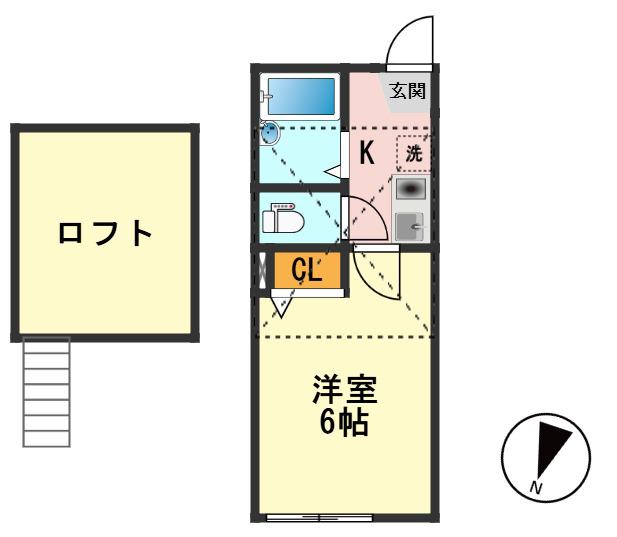 シャンテ新小岩(1K/3階)の間取り写真