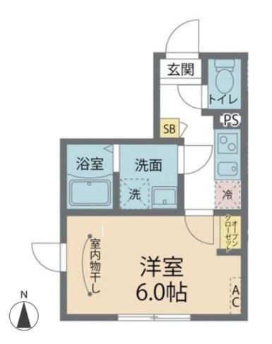 カインドネス横浜中山(1K/2階)の間取り写真