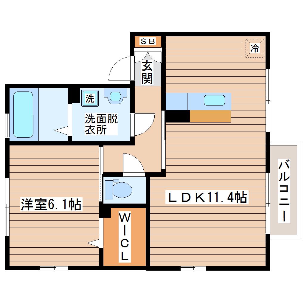 アビタシオン B(1LDK/1階)の間取り写真