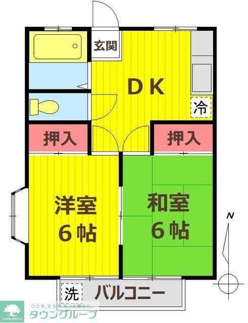 シャトー幸(2DK/1階)の間取り写真