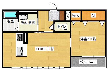 カーサ グレイス(1LDK/2階)の間取り写真