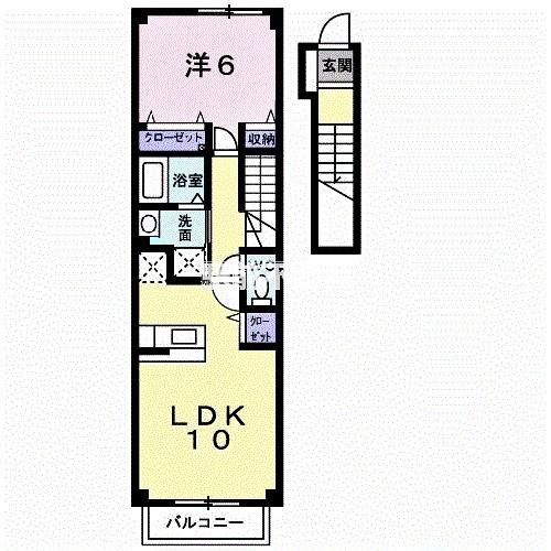 ポラリス壱番館(1LDK/2階)の間取り写真