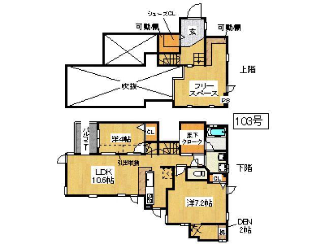 CB博多サウスサイド(2LDK/1階)の間取り写真