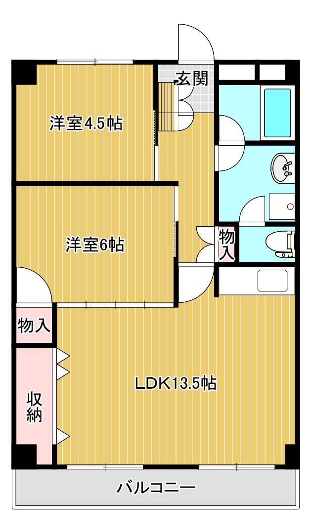 アブミパレスハセガワ(2LDK/3階)の間取り写真