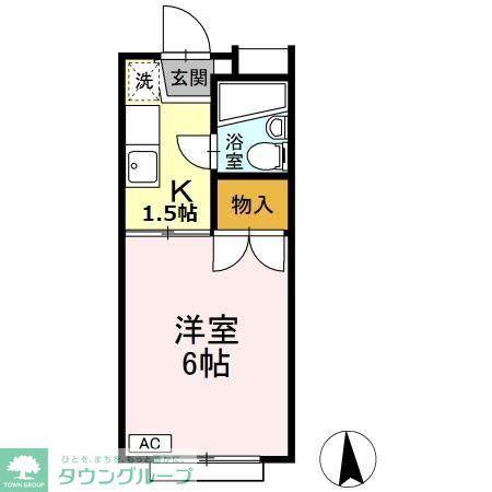 第一イースト(1K/2階)の間取り写真