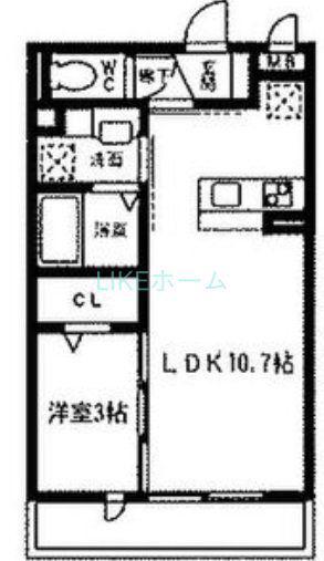 ハイデンス原木中山A棟(1LDK/2階)の間取り写真