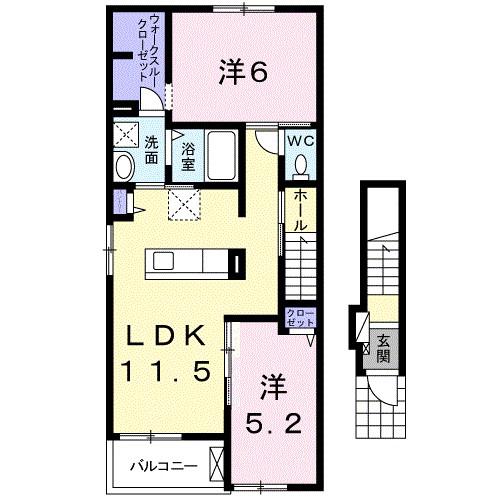 アルコバレーノ ルーチェ(2LDK/2階)の間取り写真