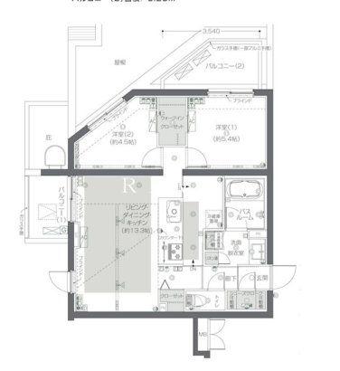 ZOOM新宿夏目坂(2LDK/3階)の間取り写真