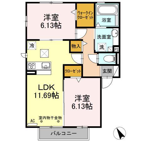 サンガーデン(2LDK/1階)の間取り写真