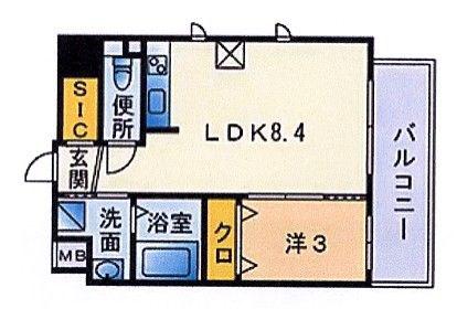 フローレンス桜坂(1LDK/4階)の間取り写真