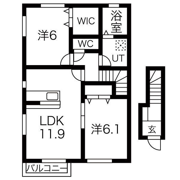 JR常磐線 相馬駅 徒歩23分 2階建 築11年(2LDK/2階)の間取り写真