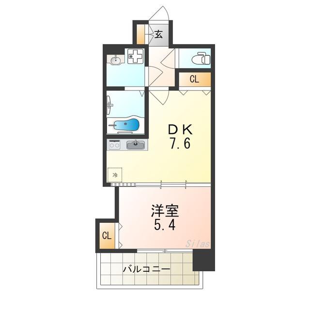 KMレジデンス堺東駅前(1DK/4階)の間取り写真
