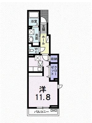 ベネディーレ II(ワンルーム/1階)の間取り写真