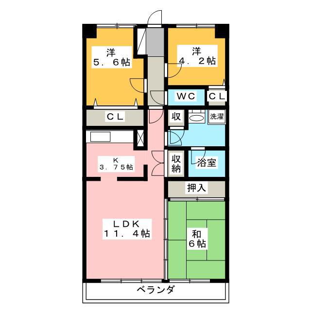 フィオーレ新宿(3LDK/4階)の間取り写真