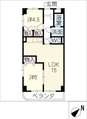 ライフ21 INA(2LDK/5階)の間取り写真