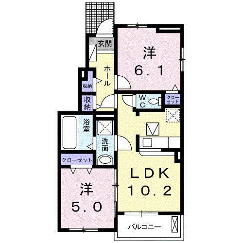 スターブル小和田 II(2LDK/1階)の間取り写真