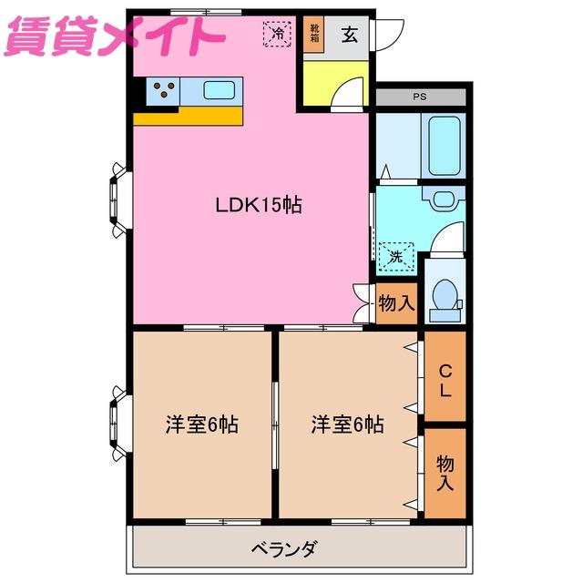 GRAND HILL21(2LDK/1階)の間取り写真
