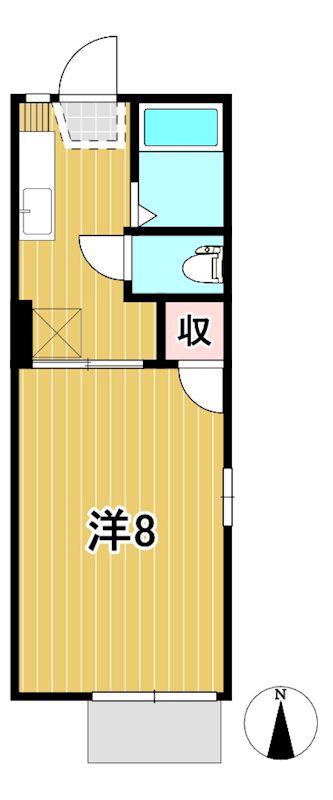 ポートピアI(1K/1階)の間取り写真