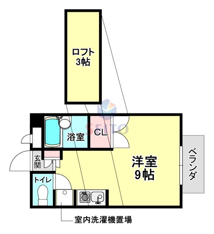 VITAI(ワンルーム/2階)の間取り写真