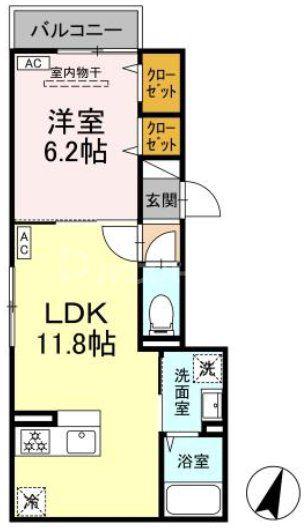 メゾン・ド・クレマ(1LDK/2階)の間取り写真