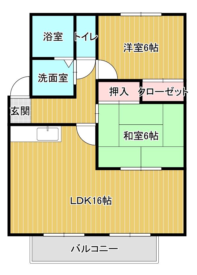 ツインヴィラ南瀬高B(2LDK/1階)の間取り写真